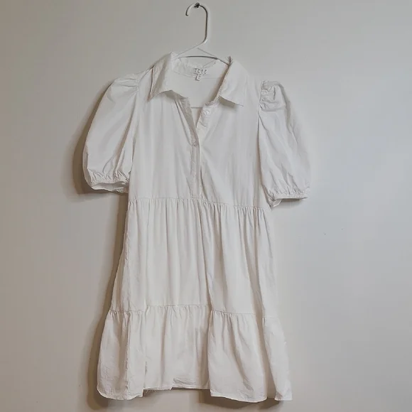 Elegant White Puff Sleeve Dress By TCEC - Picture 1 of 3
